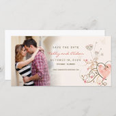 Whimsical roze zoete hart vlinder wervelt foto save the date (Voorkant / Achterkant)