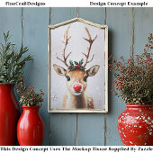 Whimsical Rudolph Rendier Red Nose EJ1 Decoupage Tissuepapier