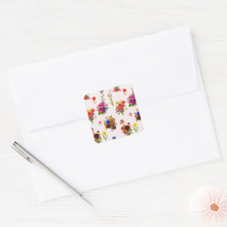Whimsical Rustic Summer Wildflower Foliage Vierkante Sticker