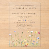 Whimsical Rustic Wildflower Wedding Acryl Uitnodigingen (Voorkant)