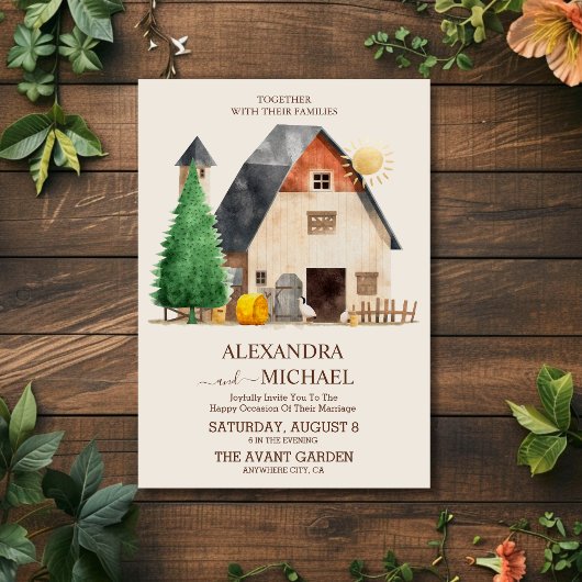 Whimsical rustiek Boerderij bruiloft Kaart