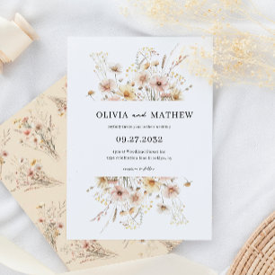 Whimsical rustieke beige weide Wildflower bruiloft Kaart