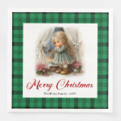 Whimsical rustieke kerstscene aangepaste servetten (Voorkant)