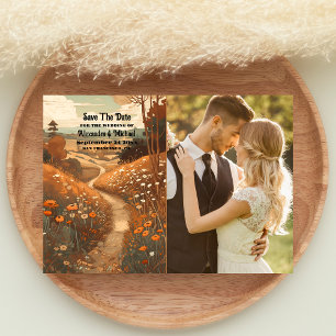 Whimsical rustieke Wildflower Meadow bruiloft Save The Date