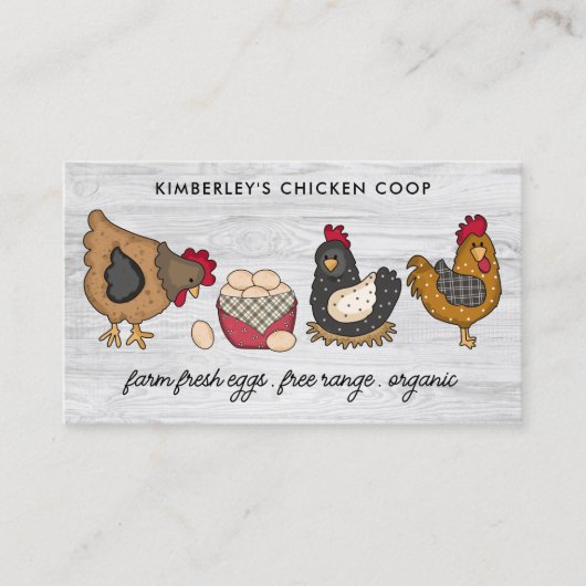 Whimsical Rustisch Boerderij Fresh Eggs Chicken Fa Visitekaartje (Voorkant)