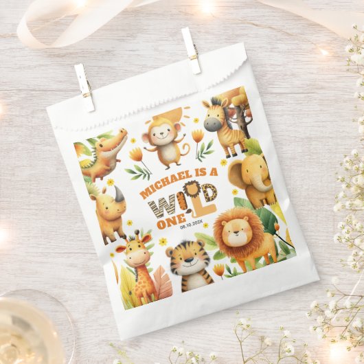 Whimsical Safari Animals WILD ONE 1st Birthday Bedankzakje (Geknipt)