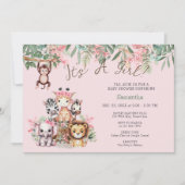 Whimsical Safari Oerwoud Het is een Meisje Baby sh Kaart (Voorkant)