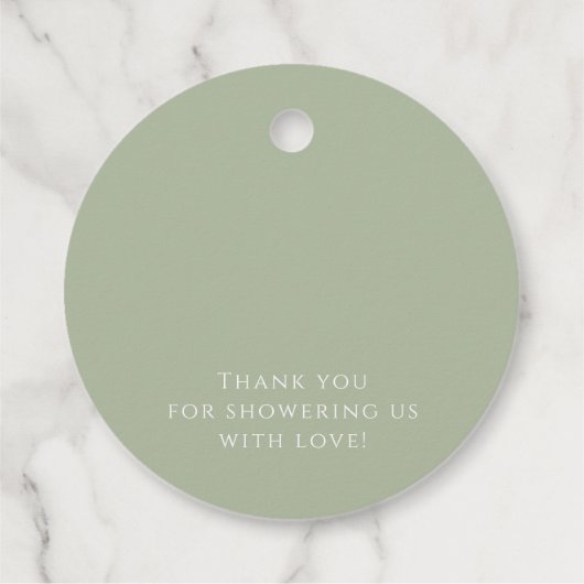 Whimsical Sage Green Baby shower Bedankt Bedankjes Labels (Achterkant)