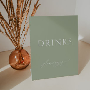 Whimsical Sage Green Baby shower Drinken Reclamebord Met Voetstuk