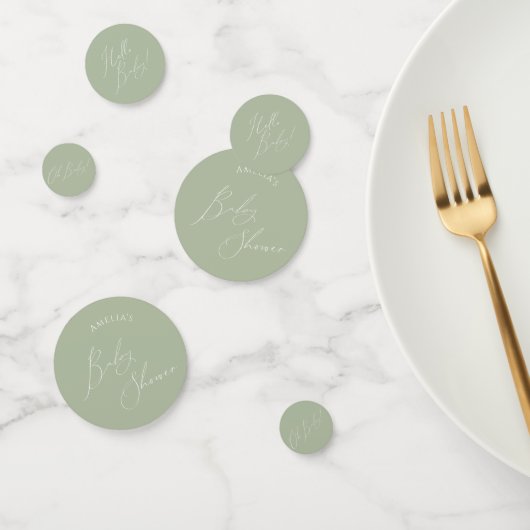 Whimsical Sage Green Baby shower Tafel Confetti (Groep)