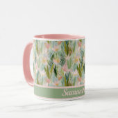 Whimsical Sage Green Floral Personalized  Mok (Voorkant links)