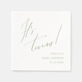 Whimsical Sage Green Het is Twins Douche Servetten (Voorkant)