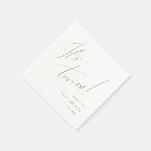 Whimsical Sage Green Het is Twins Douche Servetten (Hoek)