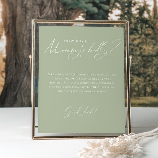 Whimsical Sage Green Hoe groot is de buik van mama Poster
