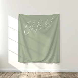 Whimsical Sage Green Oh Baby Achtergrond Wandkleed