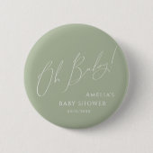 Whimsical Sage Green Oh Baby Ronde Button 5,7 Cm (Voorkant)