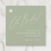 Whimsical Sage Green Oh Baby shower Bedankt Bedankjes Labels (Voorkant)