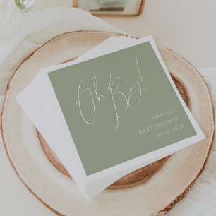 Whimsical Sage Green Oh Boy Baby shower Servet