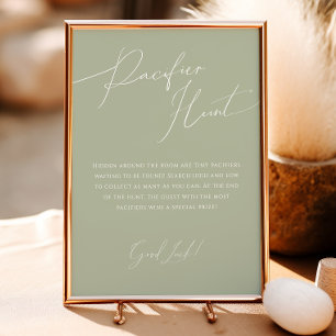 Whimsical Sage Green Pacifier Hunt Sign Poster