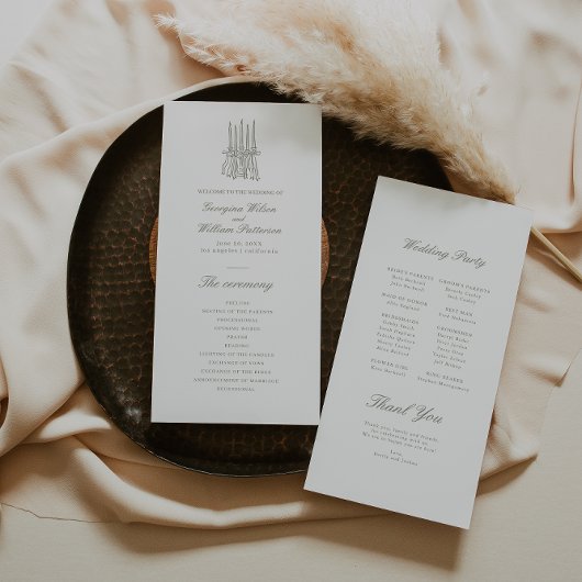 Whimsical Sage Green Wedding Programme