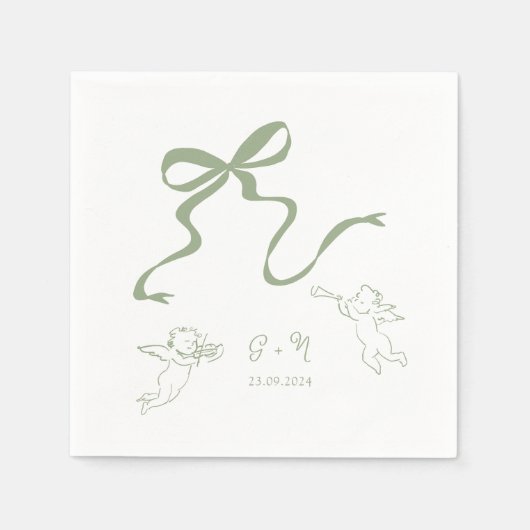 Whimsical Sage Groene Bruiloft Servet (Voorkant)