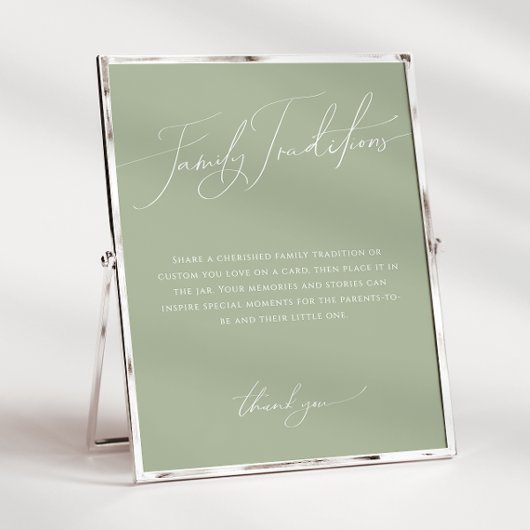 Whimsical Sage Groene Familie Tradities Sign Poster