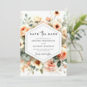 Whimsical Sage Peach Wedding Save The Date (Staand voorkant)