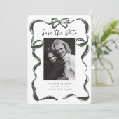 Whimsical Sage Photo Bow Sla de datum op Save The Date (Staand voorkant)