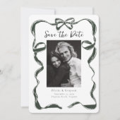 Whimsical Sage Photo Bow Sla de datum op Save The Date (Voorkant)