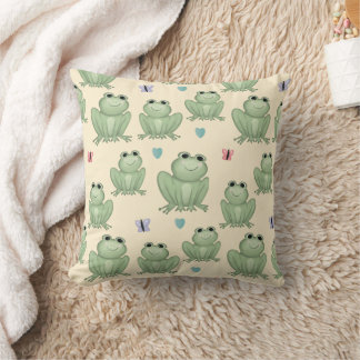Whimsical Salie Waterverf Kikker Patroon Kussen