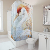 Whimsical Sandhill Crane Art Douchegordijn (In situ)