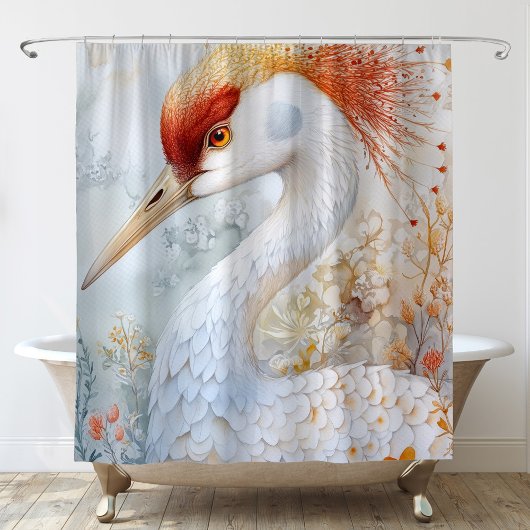 Whimsical Sandhill Crane Art Douchegordijn
