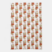 Whimsical Santa & Cats Theedoek (Verticaal)