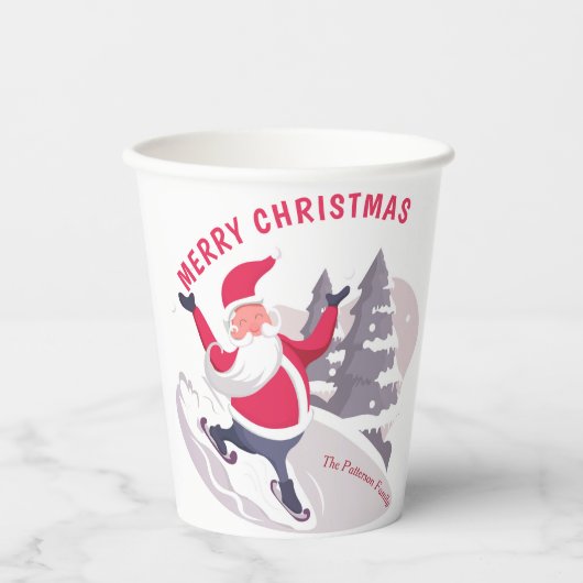 Whimsical Santa Claus Merry Kerstmis, op maat gesn Papieren Bekers (Voorkant)