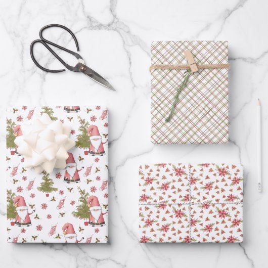 Whimsical Santa Kerstfeestdag Inpakpapier Vel (Voorkant)