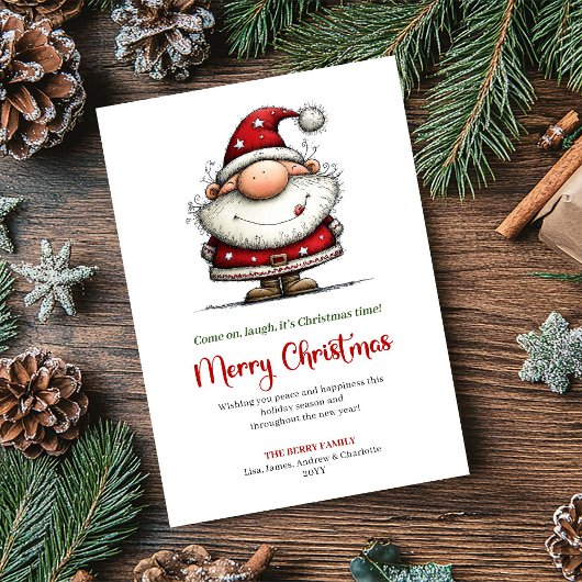 Whimsical Santa Playful Modern Christmas Greeting Feestdagenkaart