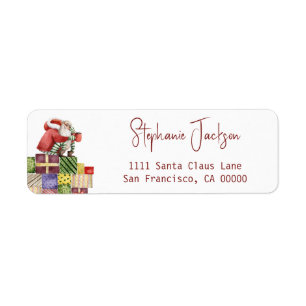 Whimsical Santa Return-adres Etiket