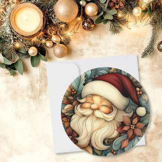 Whimsical Santa Ronde Feestdagenkaart