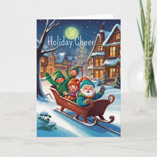 Whimsical Santa's Helpers Christmas Illustration Feestdagen Kaart (Voorkant)