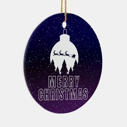 Whimsical Santa's Sleigh en Midnight uitzicht Keramisch Ornament (Rechts)