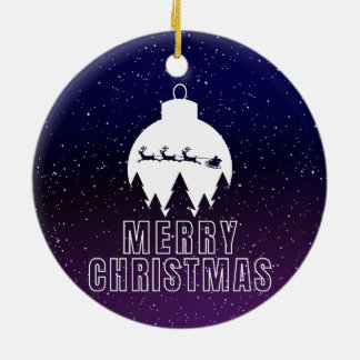 Whimsical Santa's Sleigh en Midnight uitzicht Keramisch Ornament