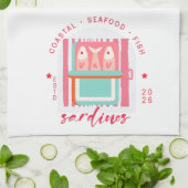 Whimsical Sardines Coastal Beach Theedoek (Gevouwen)