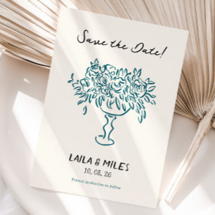 Whimsical Save the date bloemen trouwkaart