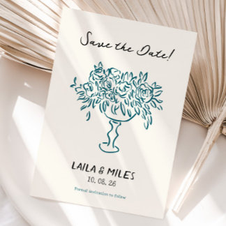 Whimsical Save the date bloemen trouwkaart