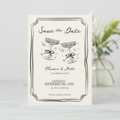 Whimsical Save The Date Champagne Cheers  Kaart (Staand voorkant)