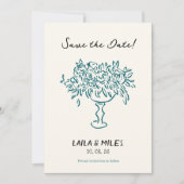 Whimsical Save the date flowers wedding card  (Voorkant)