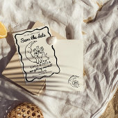 Whimsical Save the date over the moon wedding