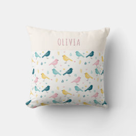 Whimsical Scandi Bird Pattern Personalized Nursery Kussen