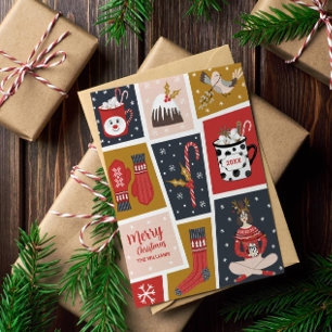 Whimsical Scandinavian Rustic Woodland Niet-foto Feestdagenkaart