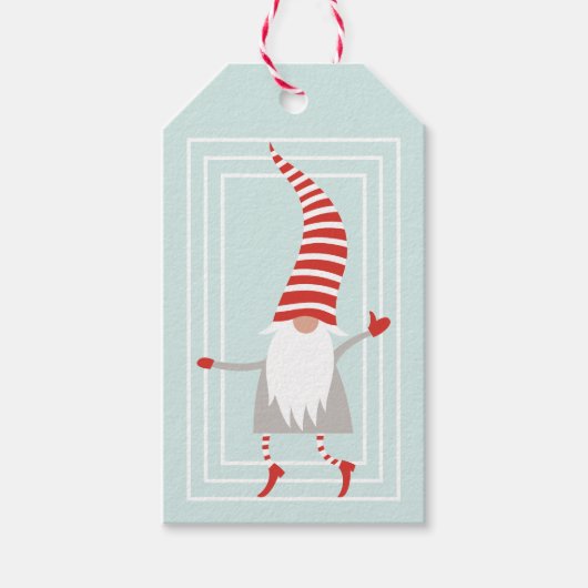 Whimsical Scandinavisch Kerstmis Gnome Cadeaulabel (Voorkant)